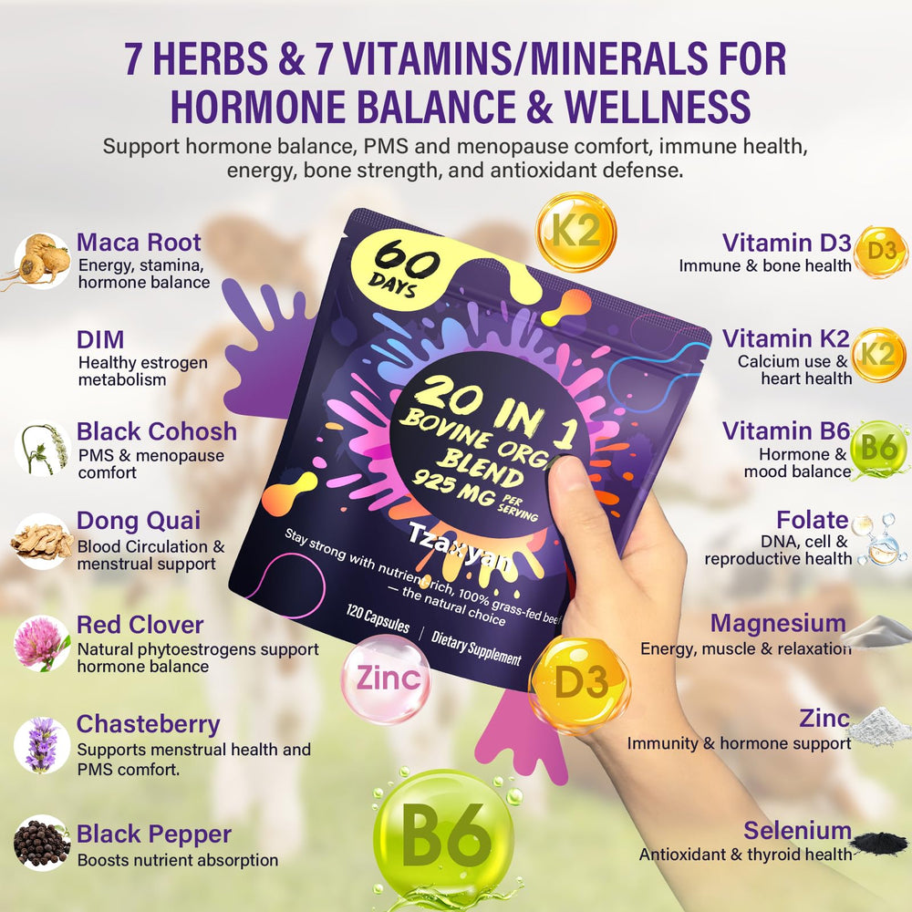 tzaxyan maca-dim blend supports mood balance and estrogen metabolism.