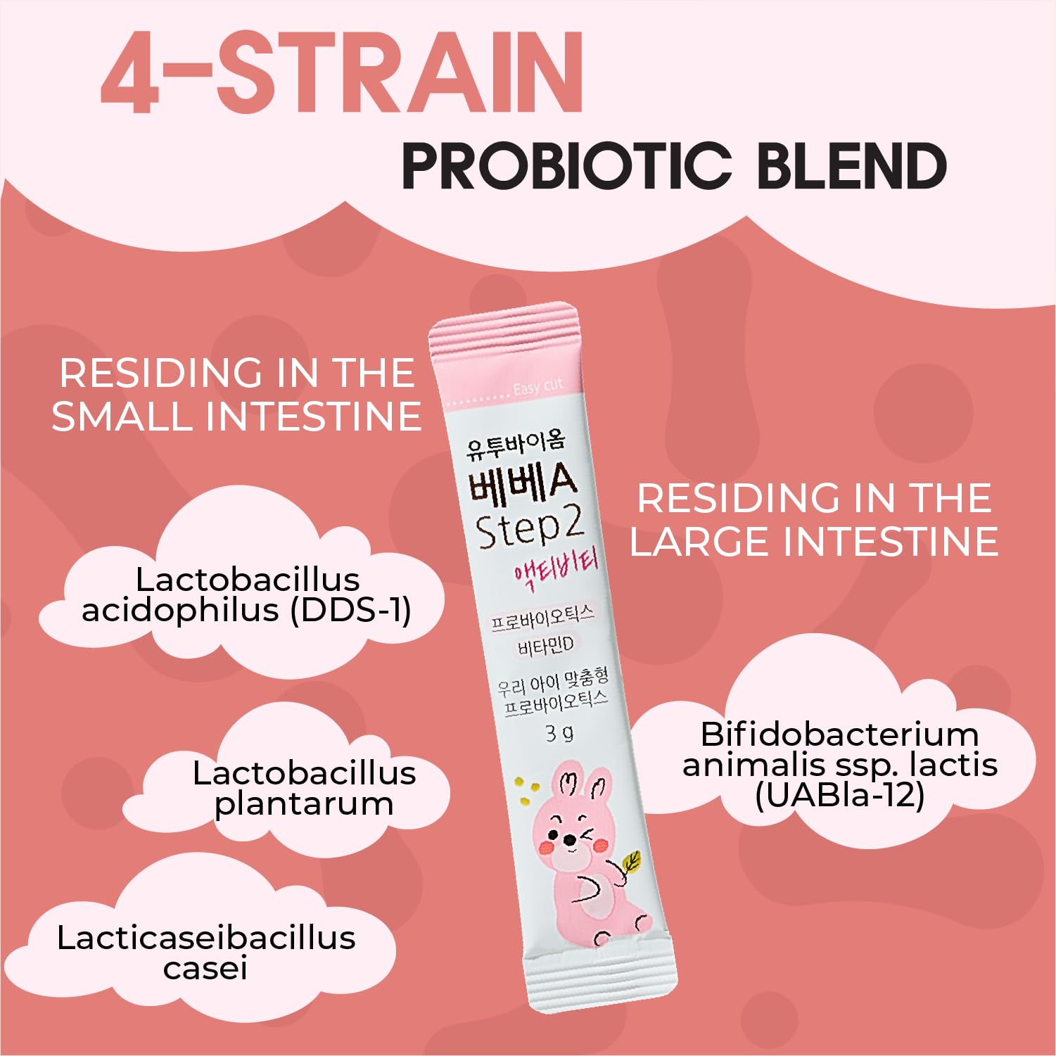 U2Biome Bebe ingredient panel highlights probiotic strains included.