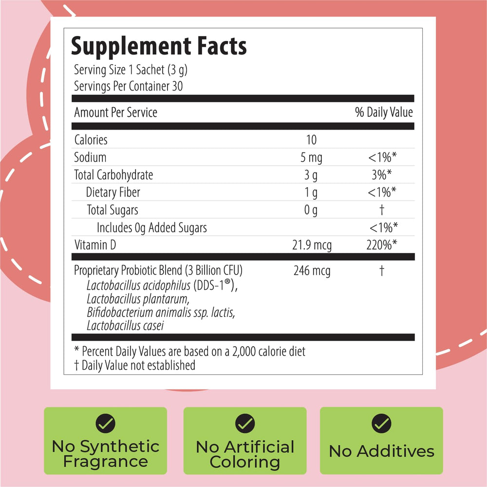 U2Biome Bebe powder with scoop and packets for a streamlined routine.