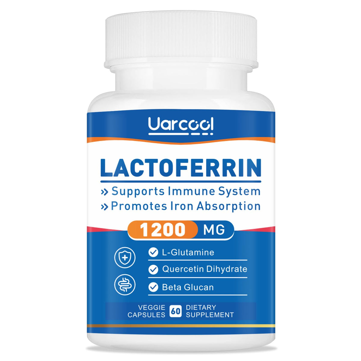 Uarcool Lactoferrin 1200mg softgel bottle for daily immune support