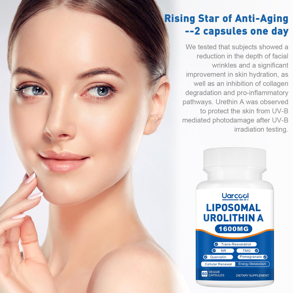 Packaging overview for Uarcool Liposomal Urolithin A for clear product details.