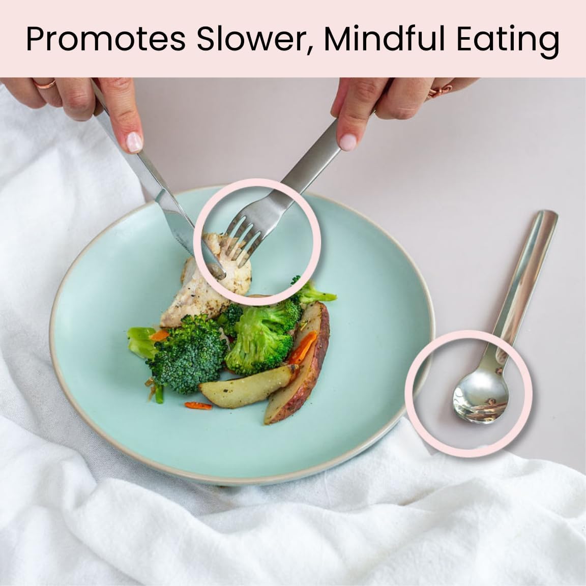 Uba easy-grip flatware with ergonomic handles for comfortable daily use.