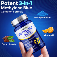 UBEEKOO vitamin C and methylene blue capsule ingredients showcased.