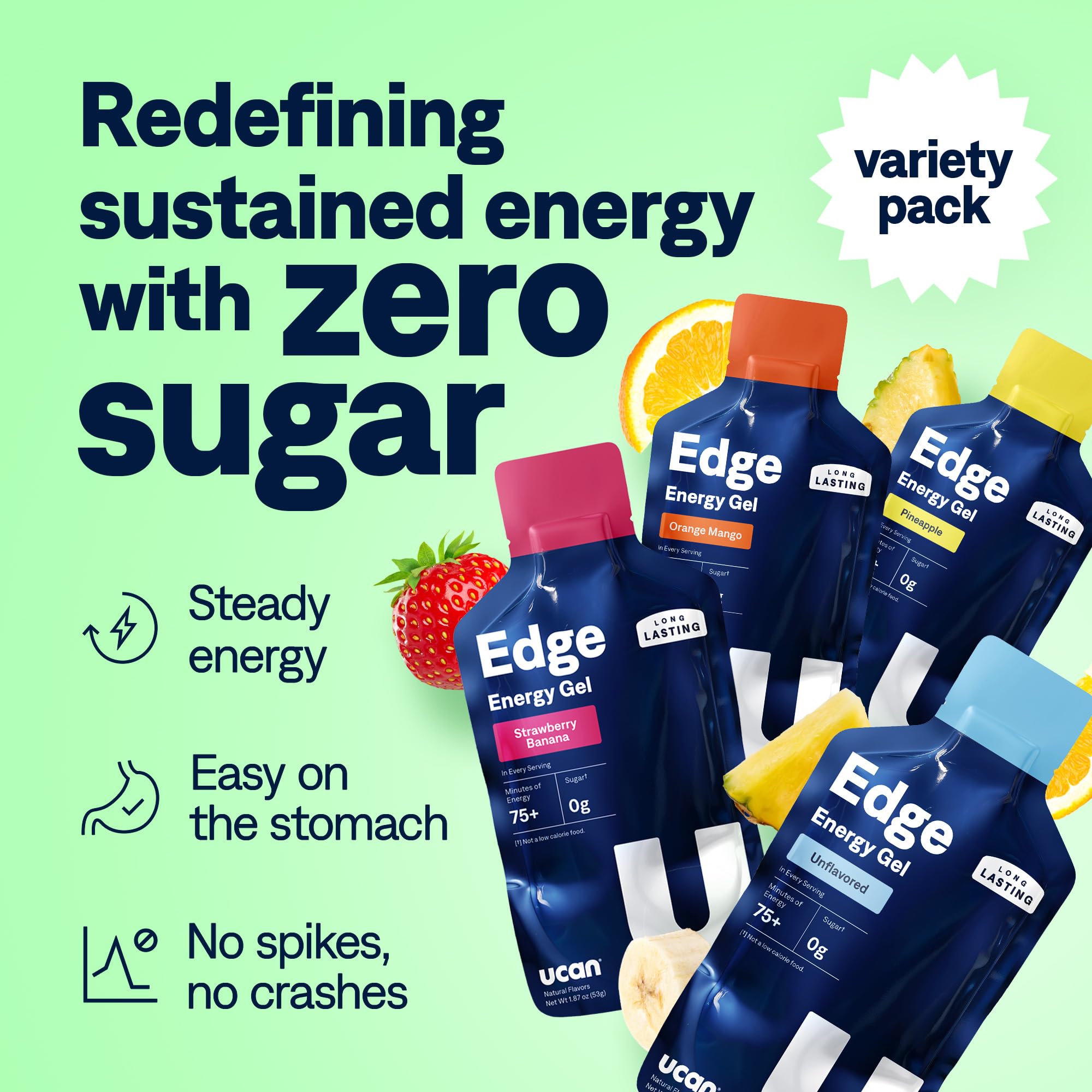 UCAN Edge 2oz packets close-up showing portable fueling.