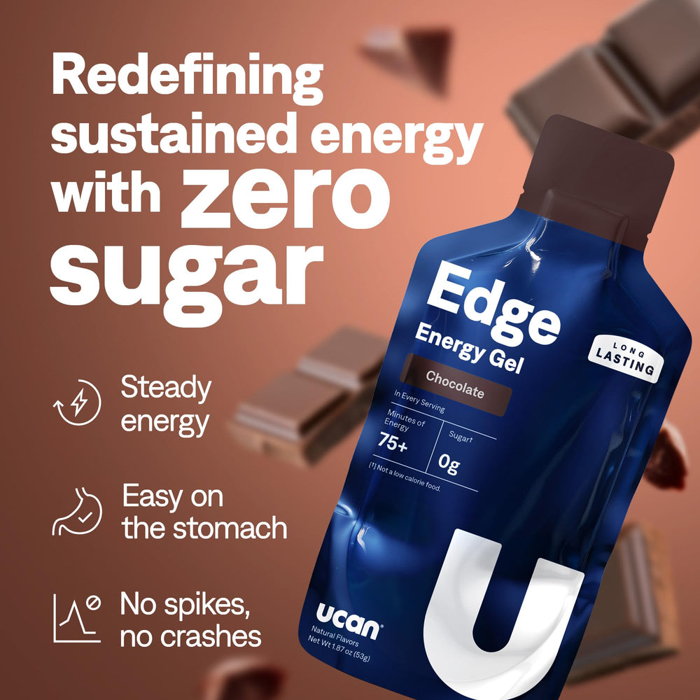 UCAN Edge chocolate gel shot 2-ounce packet supports focus through workouts