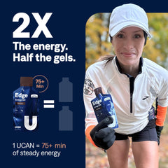 UCAN Edge gel shot chocolate 2-ounce packet designed for long training sessions