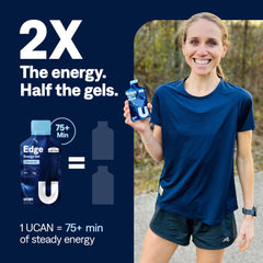 UCAN Edge gel shot being poured for rapid, stable energy during workouts.