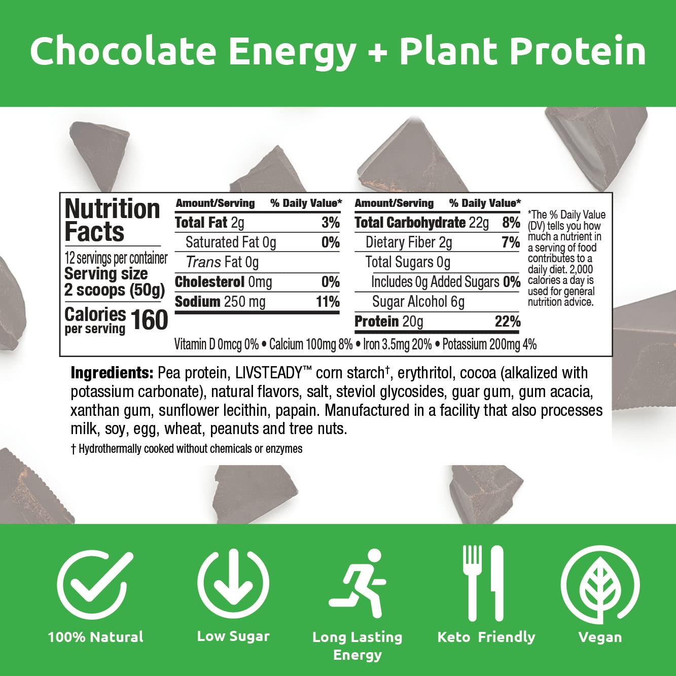 UCAN Energy Plant Protein Powder ingredients pea protein and minerals showing daily protein support
