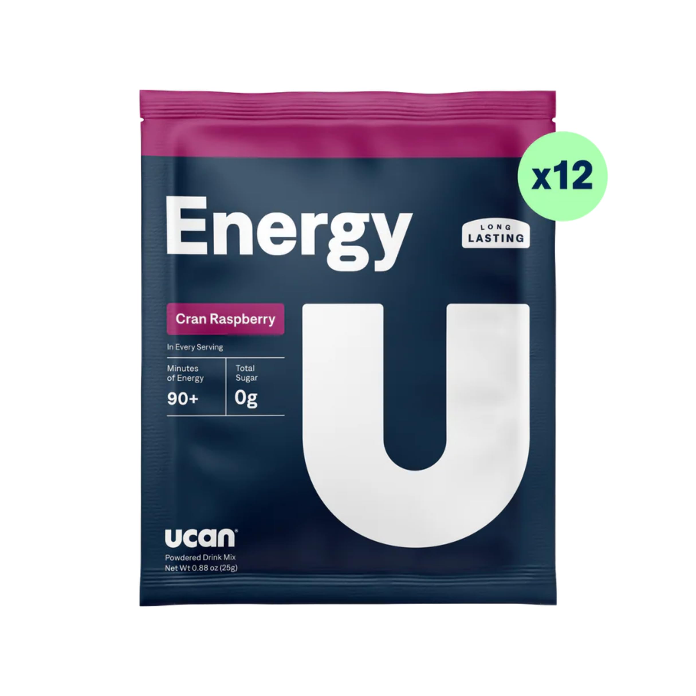 UCAN Energy Powder Cran-Raz scoop beside tub ready to mix