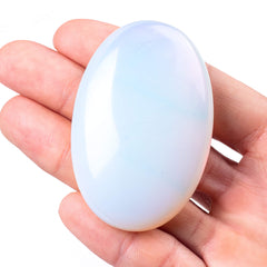 UFEEL Opalite palm stone oval closeup, ideal for meditation and grounding.