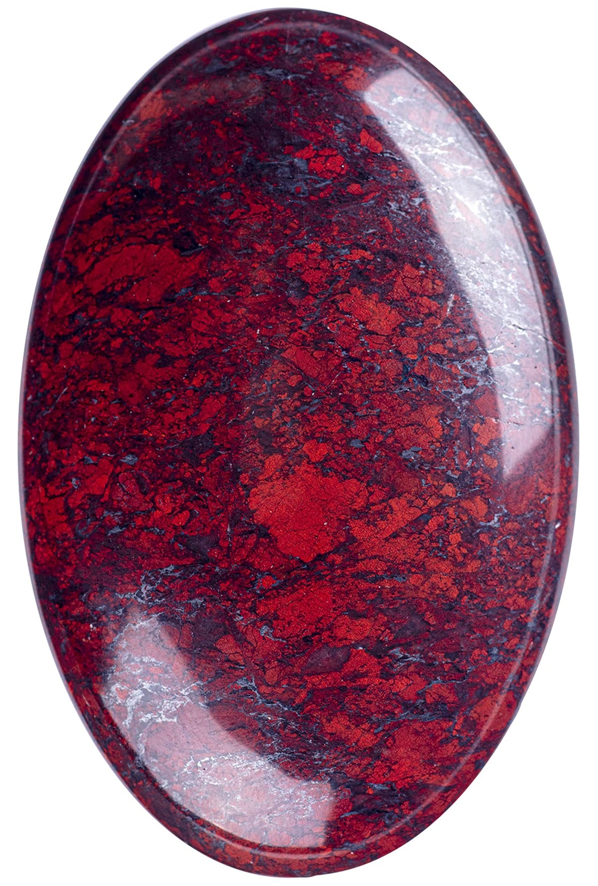 UFEEL Red Flower Jasper palm stone oval in hand for calm meditation