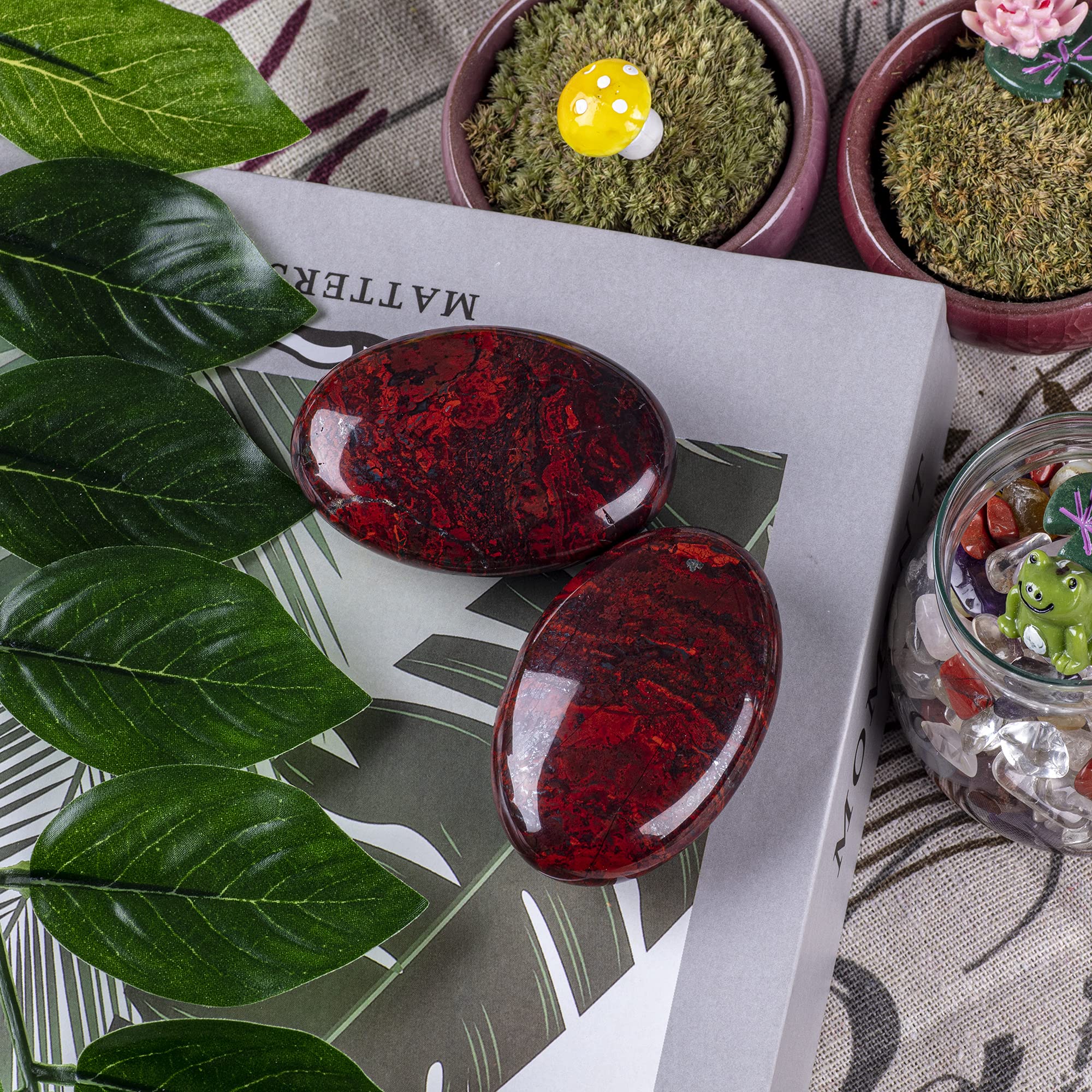 UFEEL Red Flower Jasper pocket stone for on-the-go grounding