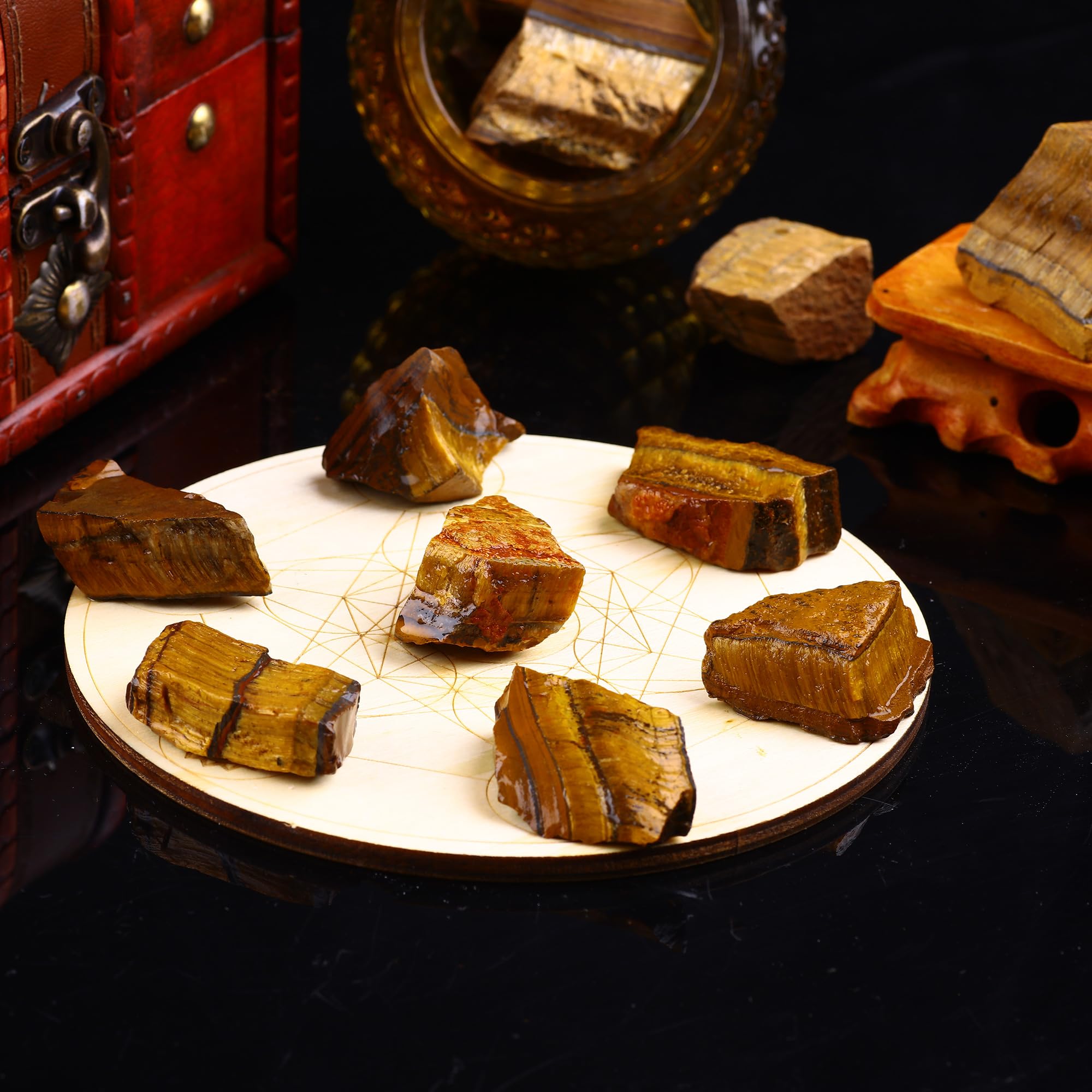 UFEEL rough Tiger's Eye 2 inch stones ideal for jewelry making and home decor.