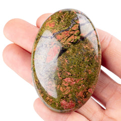 UFEEL Unakite palm stone in oval shape for meditation and calm energy.