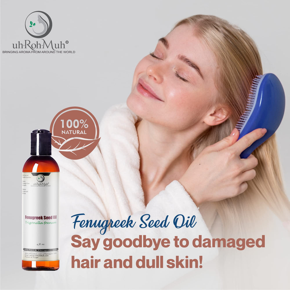uh*Roh*Muh fenugreek oil pour highlights a soothing aromatherapy ritual.