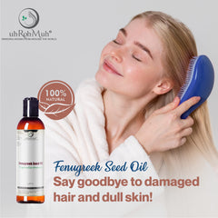 uh*Roh*Muh fenugreek oil pour highlights a soothing aromatherapy ritual.