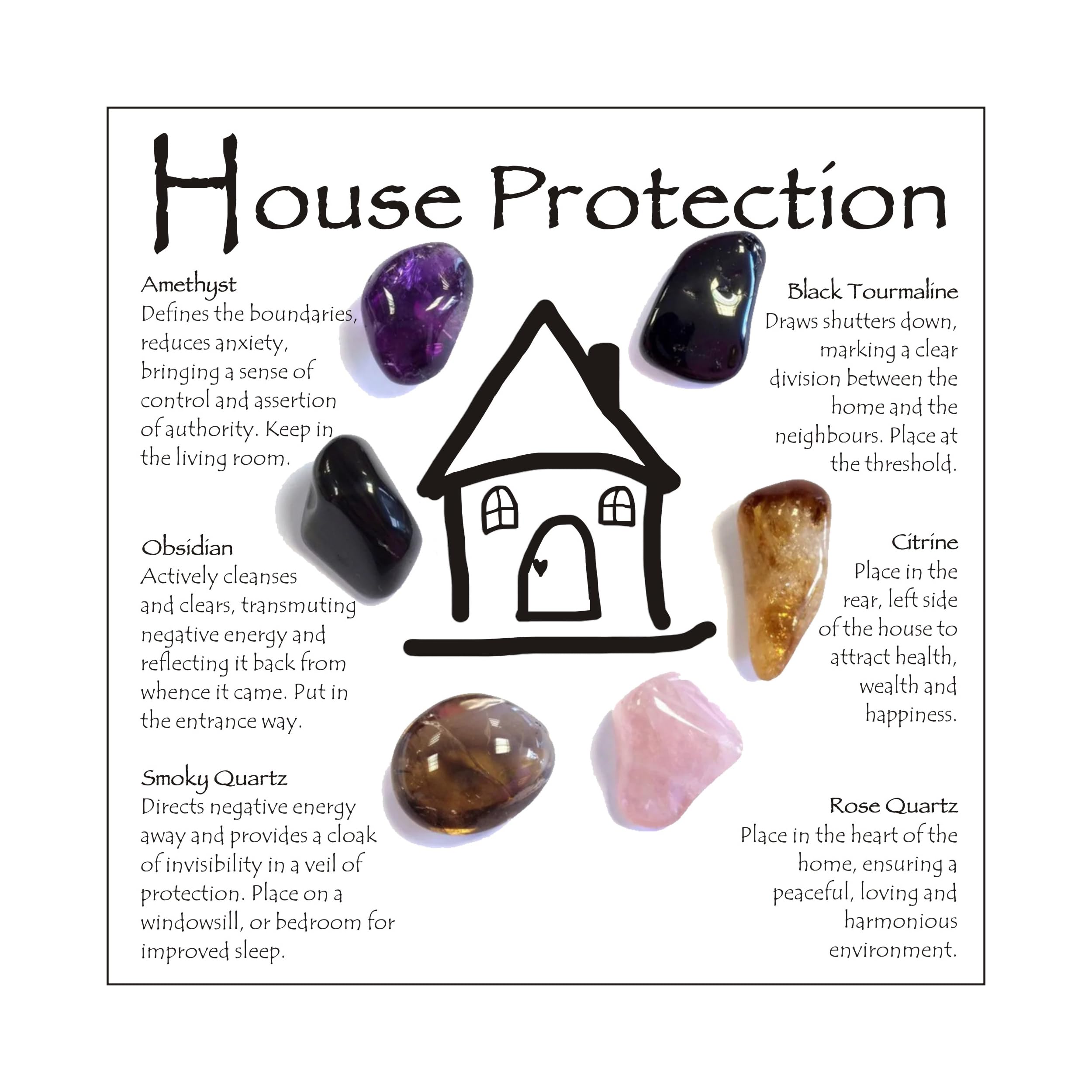 Ukodnus House Protection Crystal Set with amethyst for calming energy