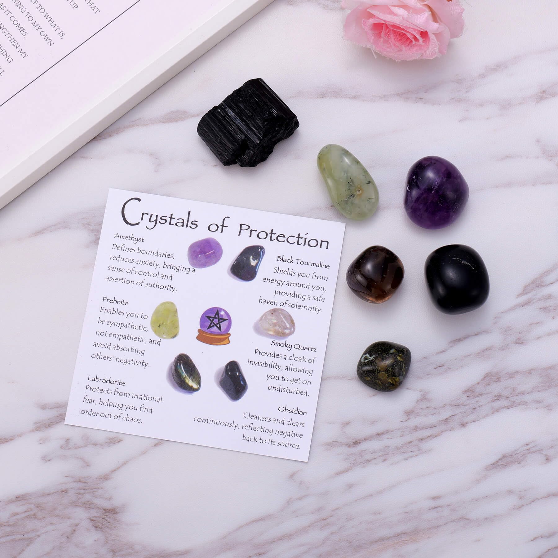 Ukodnus Protection Crystal Set Tourmaline for shielding with vibrant energy.