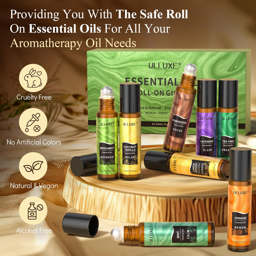 Ulluxe Ambient scene with essential oils promoting calm and relaxation.