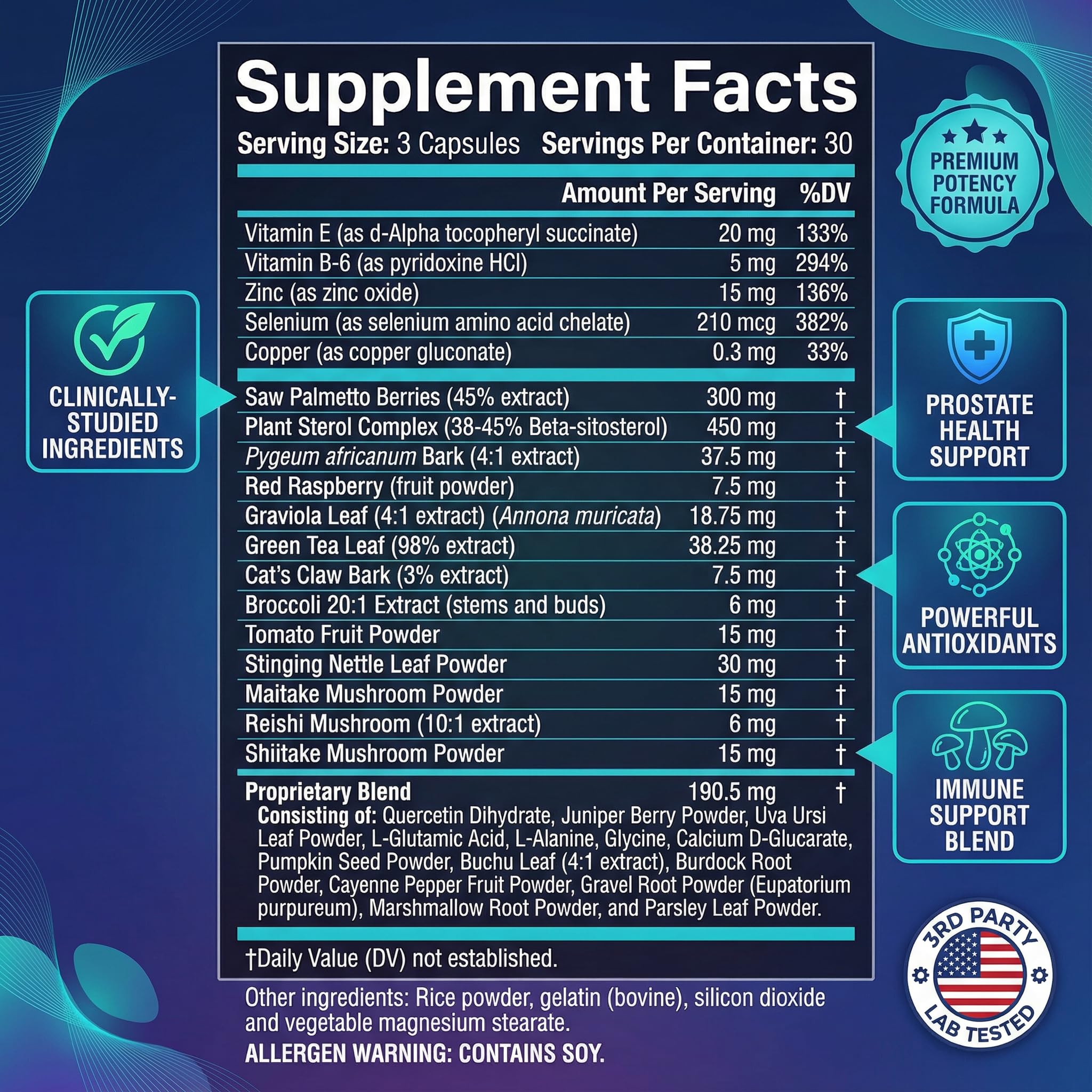 ULTALIFE Beta-Sitosterol capsules close-up supports urinary health.
