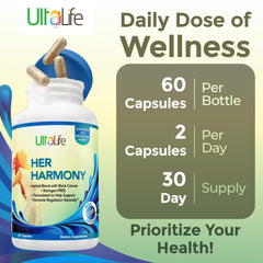 Ultalife Her Harmony label detail highlights quality and non-GMO formulation