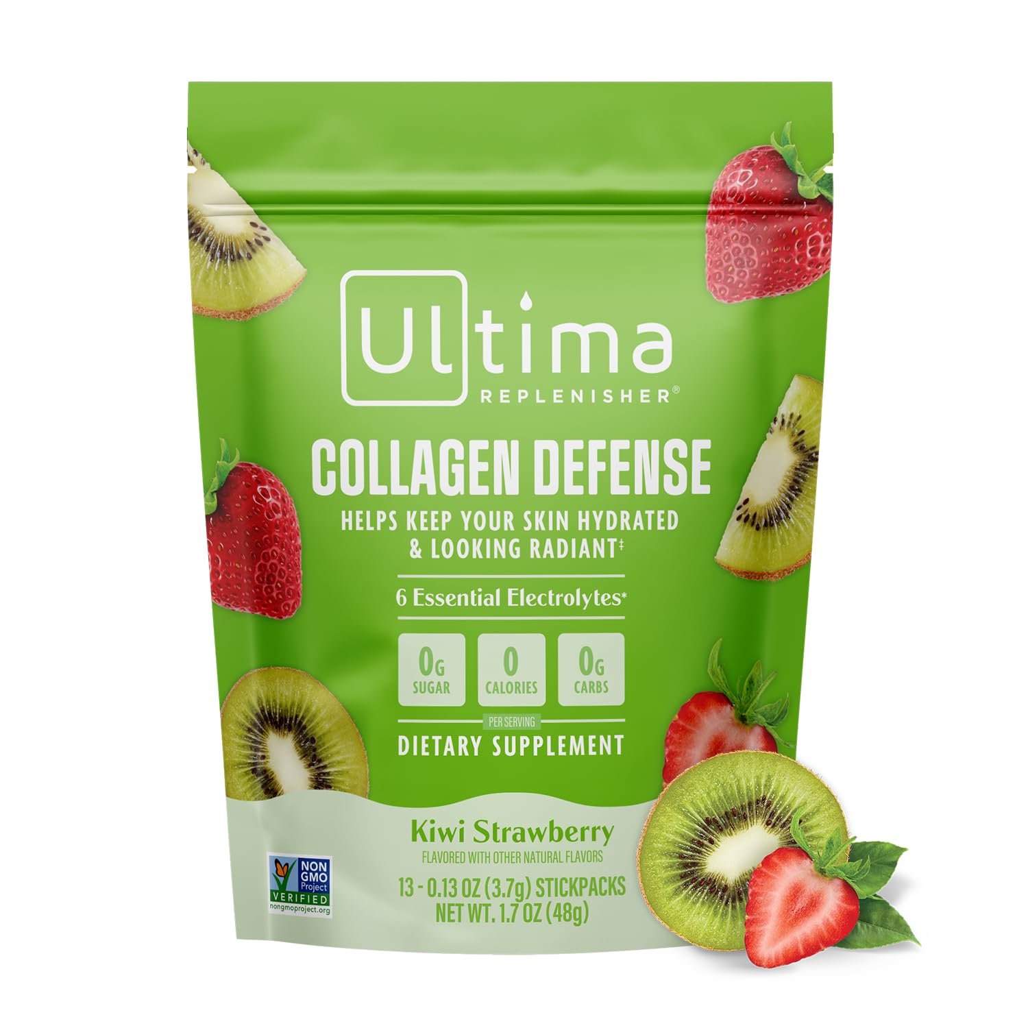 Ultima Collagen Defense kiwi strawberry stickpack for daily hydration and skin support