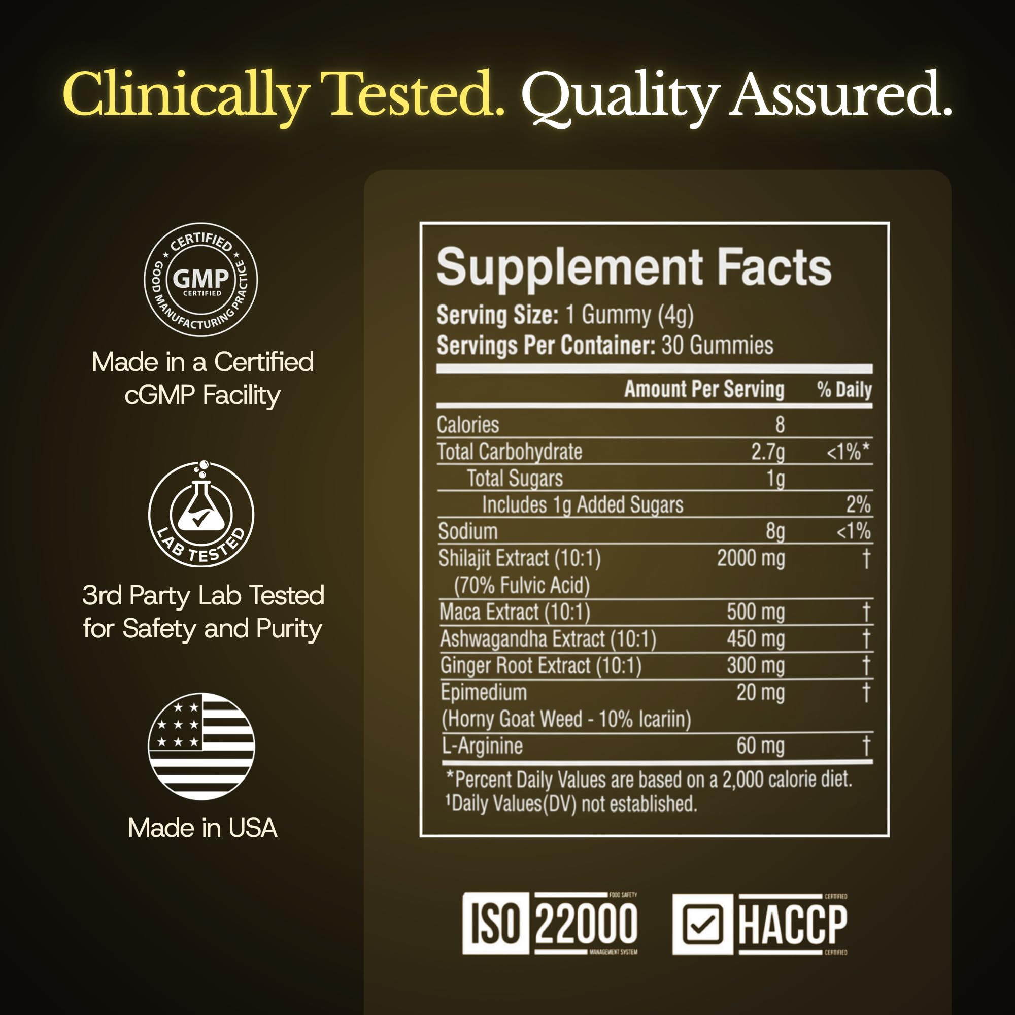 Ultima Peak Shilajit Gold Gummies pack close-up highlights easy daily use.