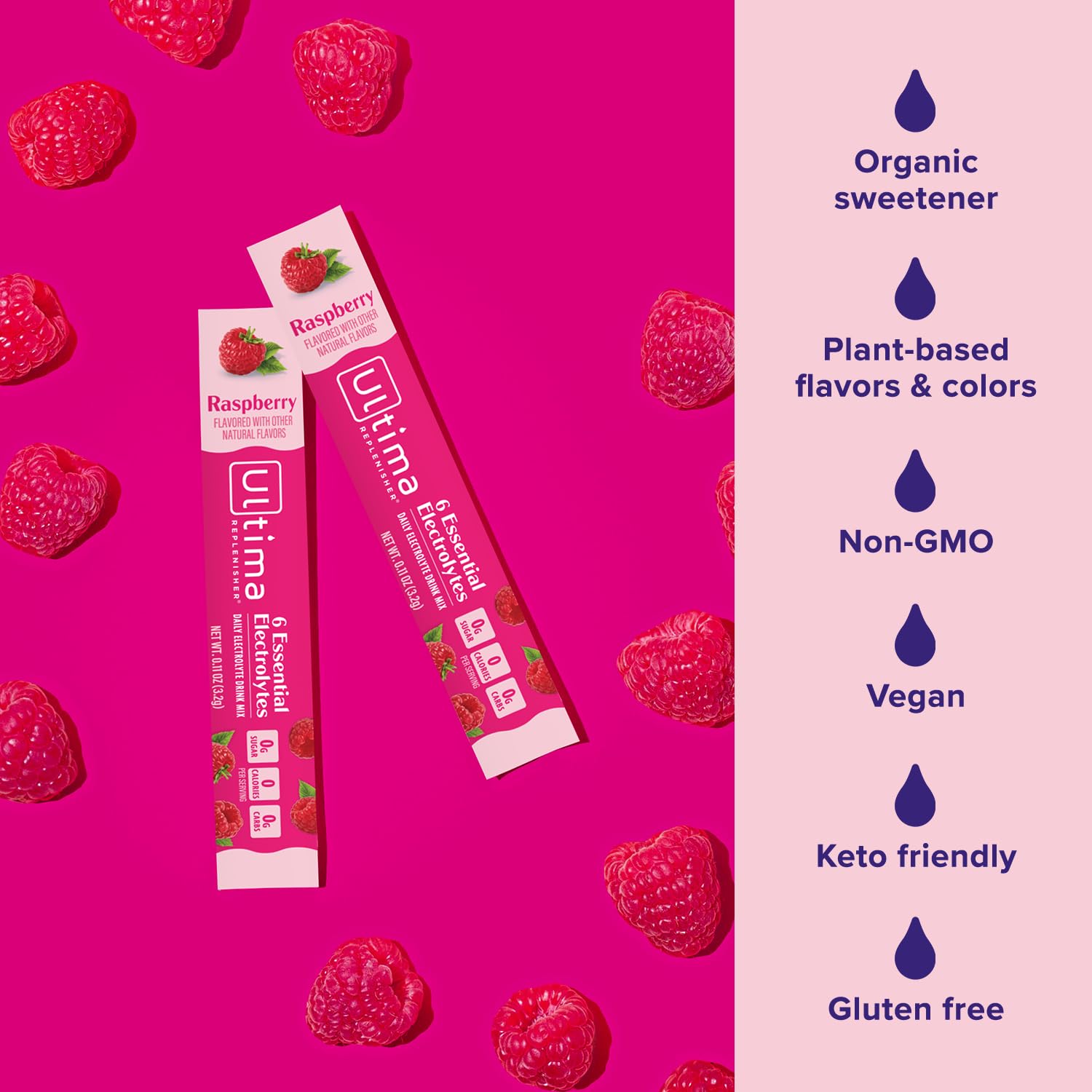 Box of 20 stickpacks from Ultima Replenisher emphasizes convenient, portable hydration.