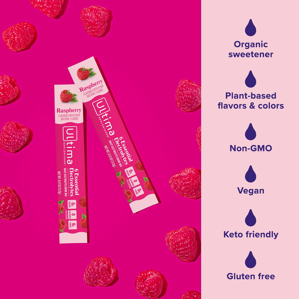 Box of 20 stickpacks from Ultima Replenisher emphasizes convenient, portable hydration.