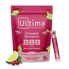 Ultima Replenisher Cranberry Cosmo stickpack for on-the-go hydration with six electrolytes