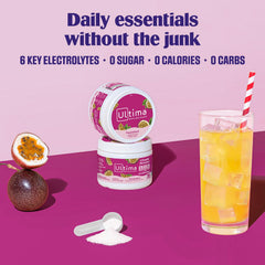Chilled glass of passionfruit electrolyte drink ready to enjoy