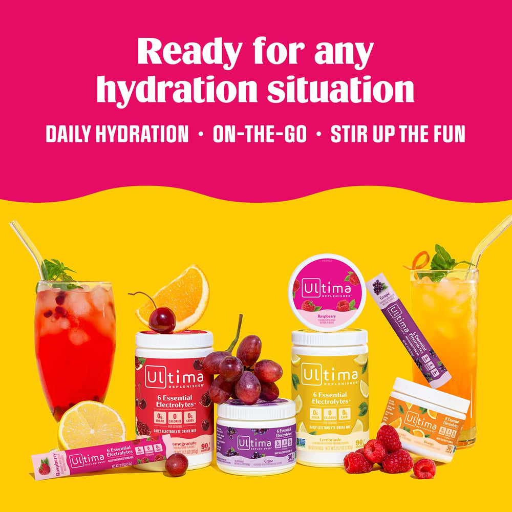 Daily hydration setup with Ultima Replenisher grape powder