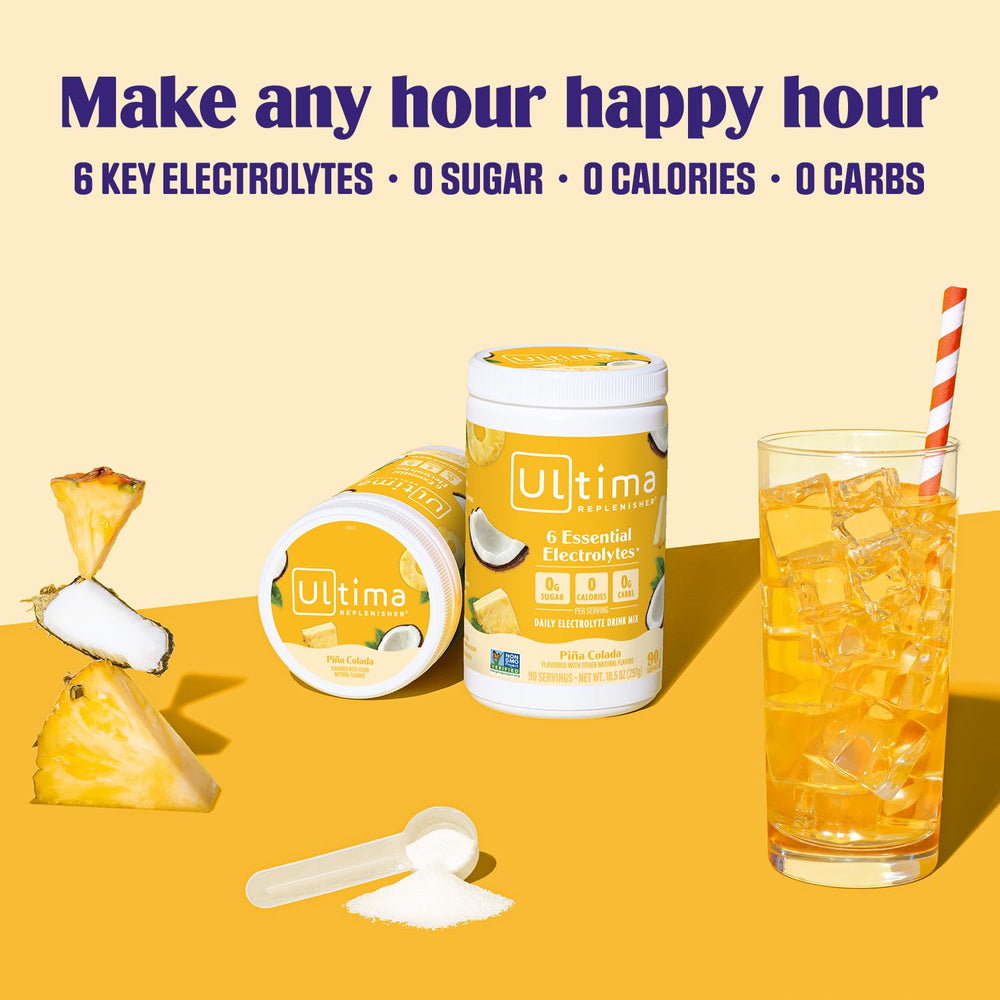 Ultima Replenisher Electrolyte Powder scoop enables quick mix for hydration.