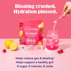 Glass of Raspberry Lemonade Ultima Replenisher ready to drink