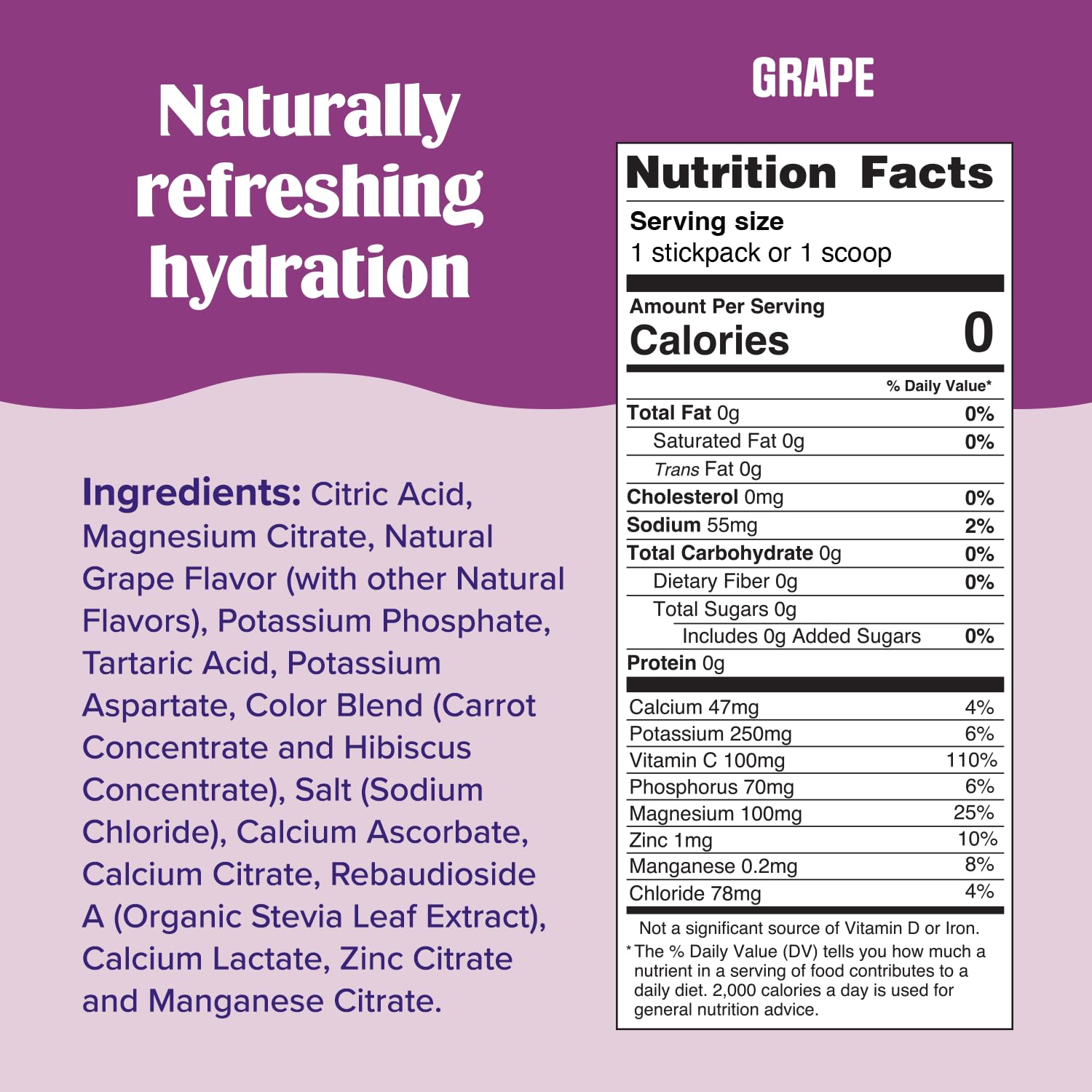 Ultima Replenisher grape pour into water for quick zero calorie hydration