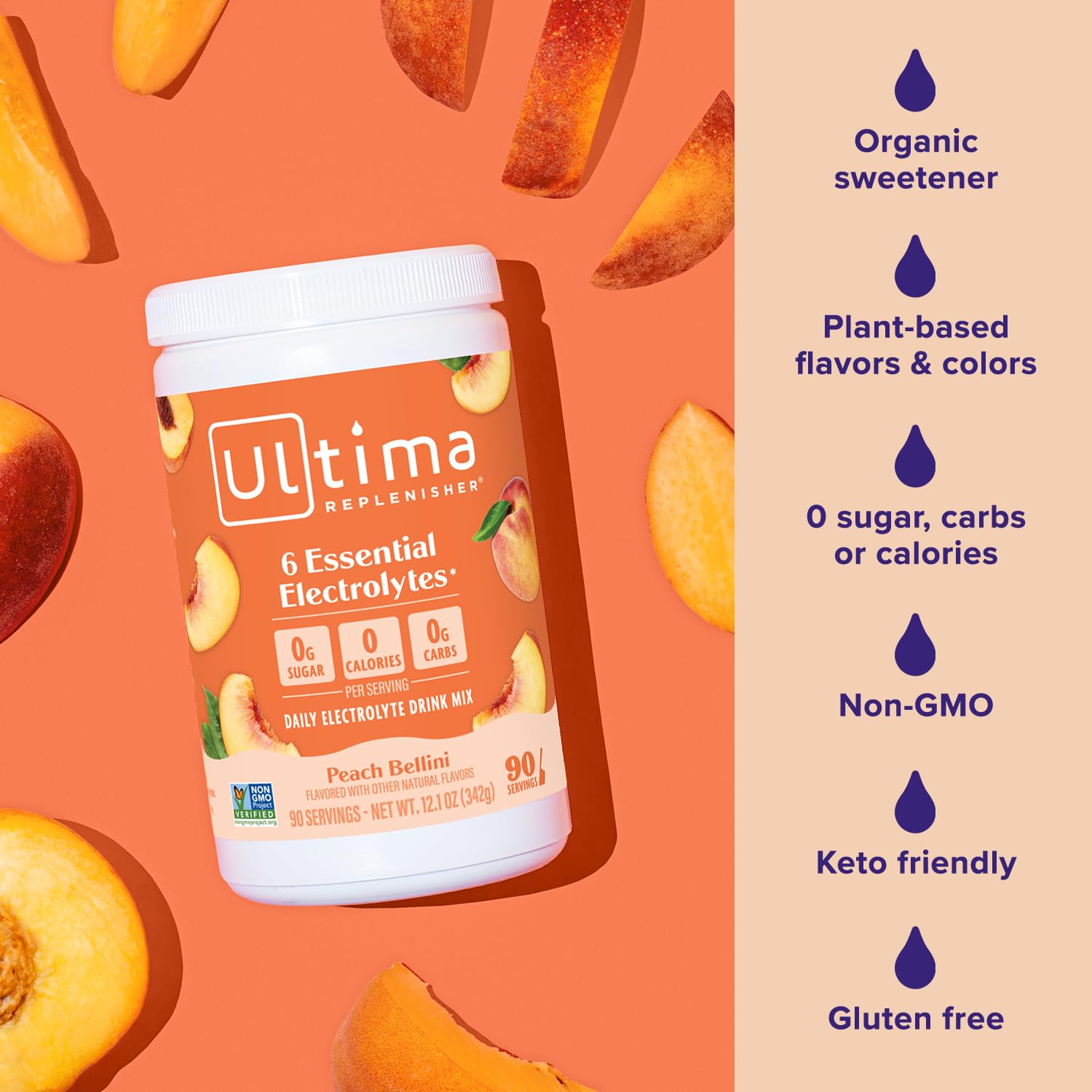 Ultima Replenisher Mocktini bottle features real fruit flavor and stevia sweetness