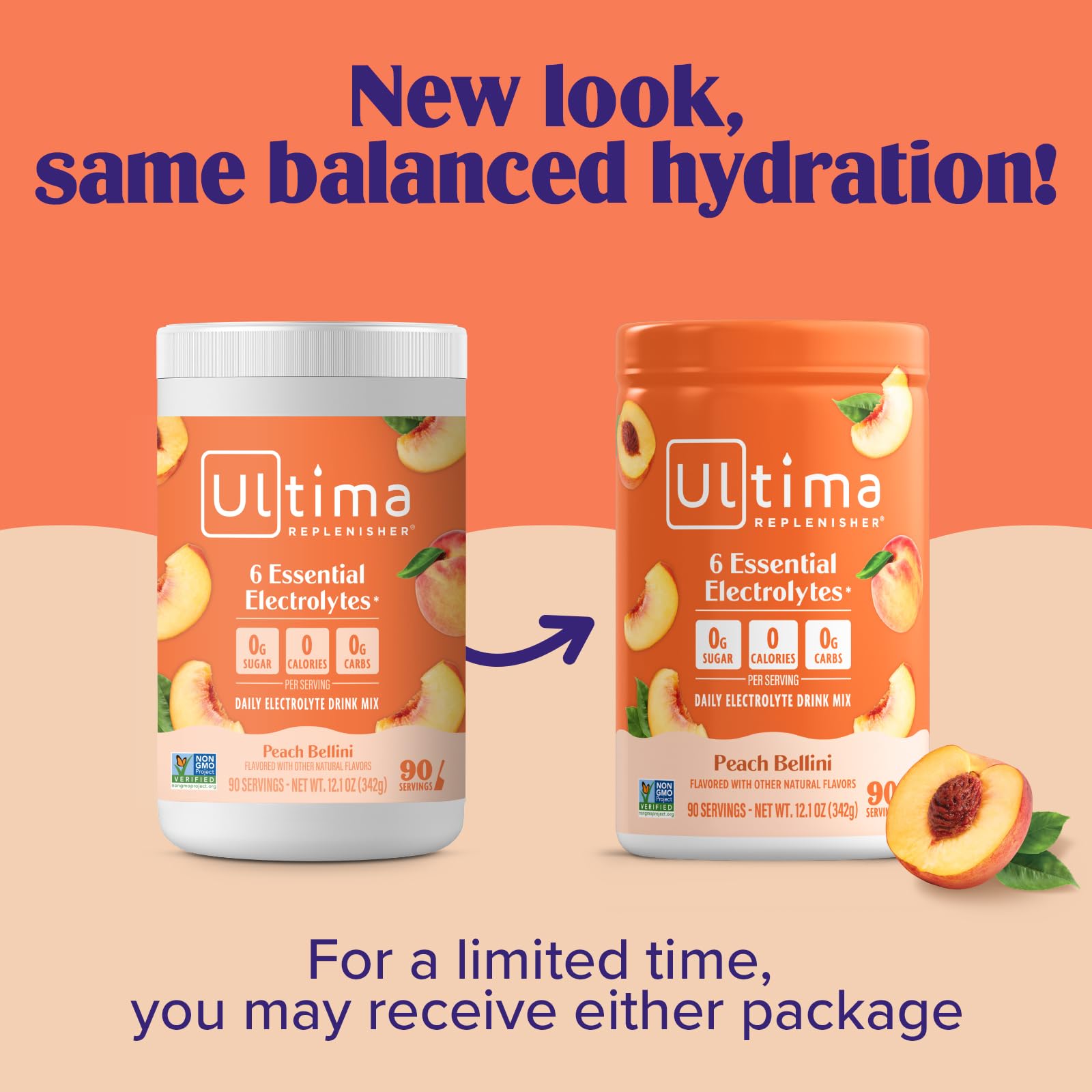 Ultima Replenisher Mocktini canister holds 90 servings for daily electrolyte support