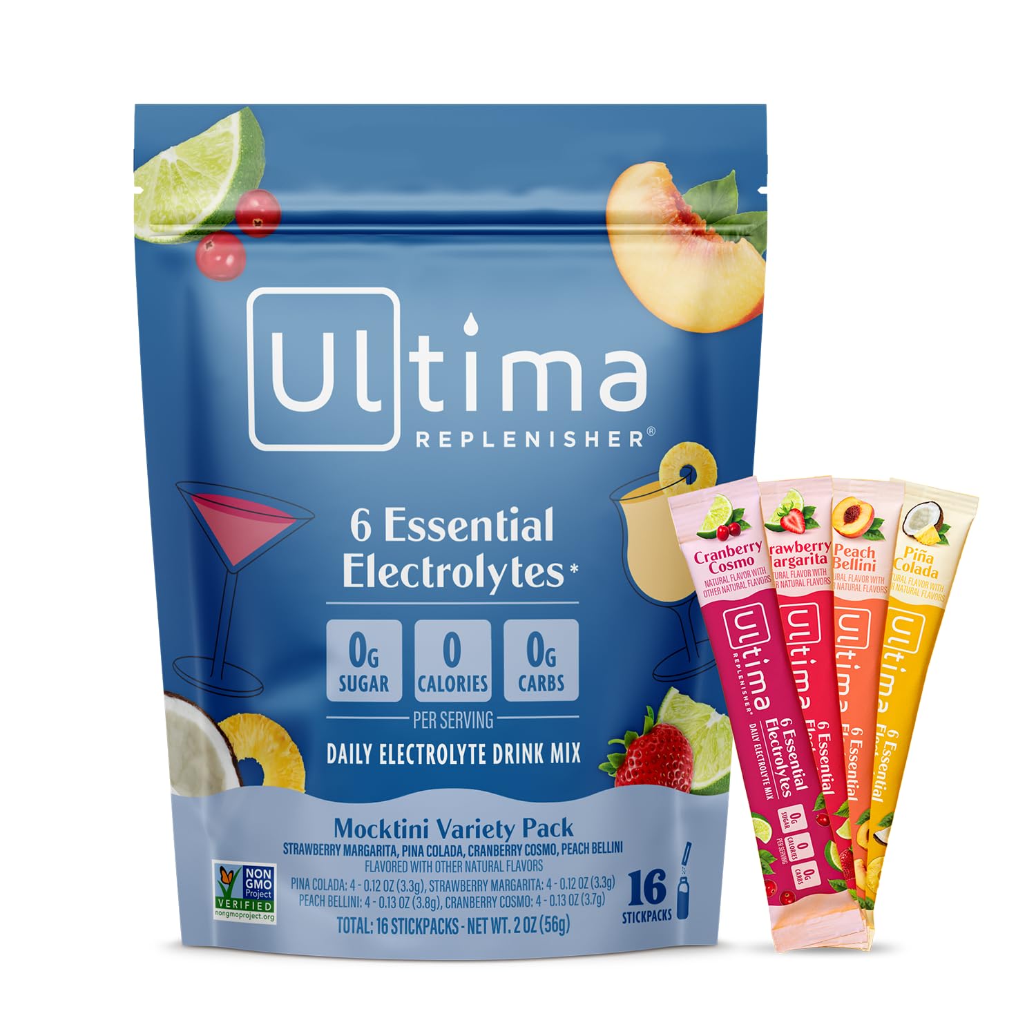 Ultima Replenisher Mocktini Variety Pack front packaging for on-the-go hydration