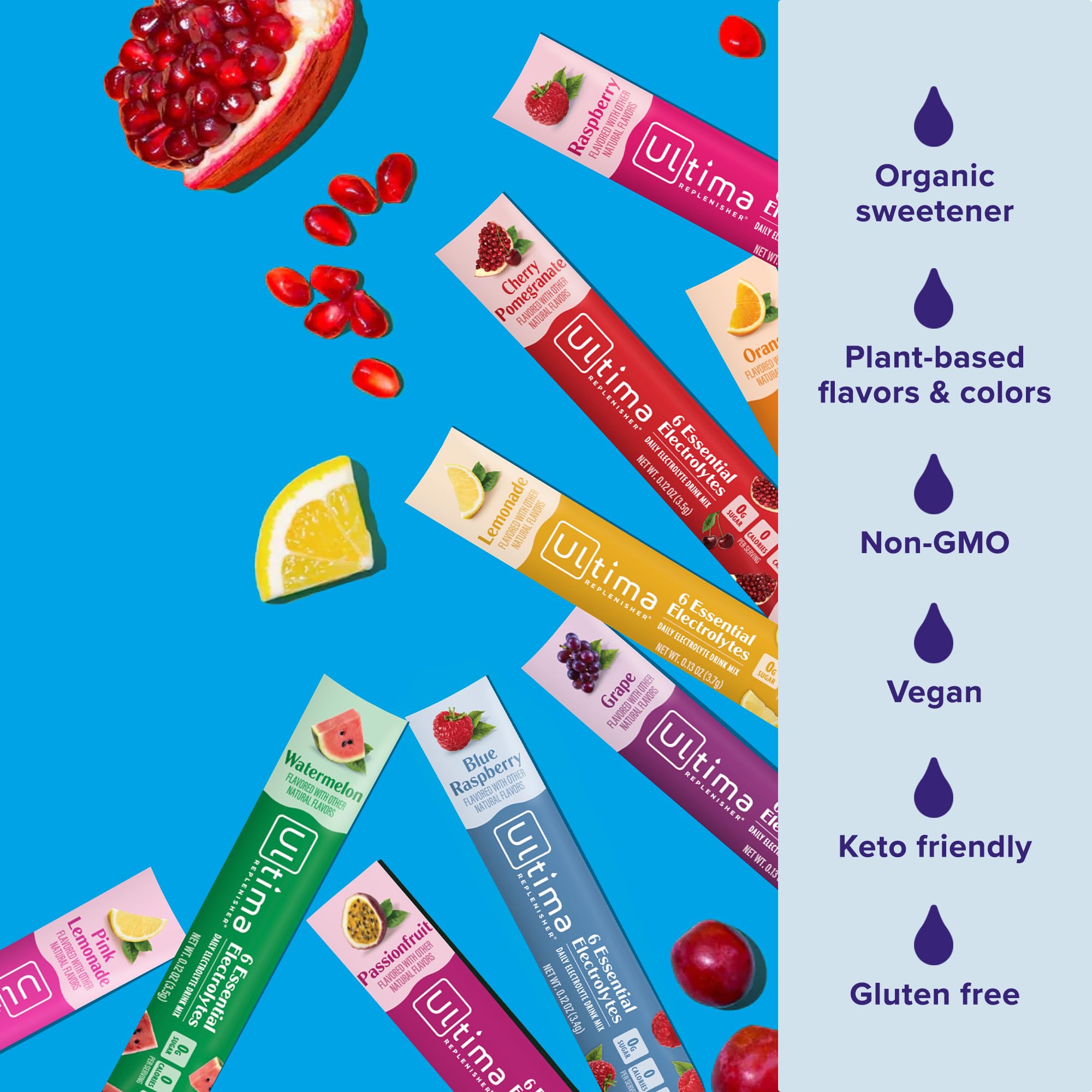 Ultima Replenisher on the go pack highlighting portable hydration.