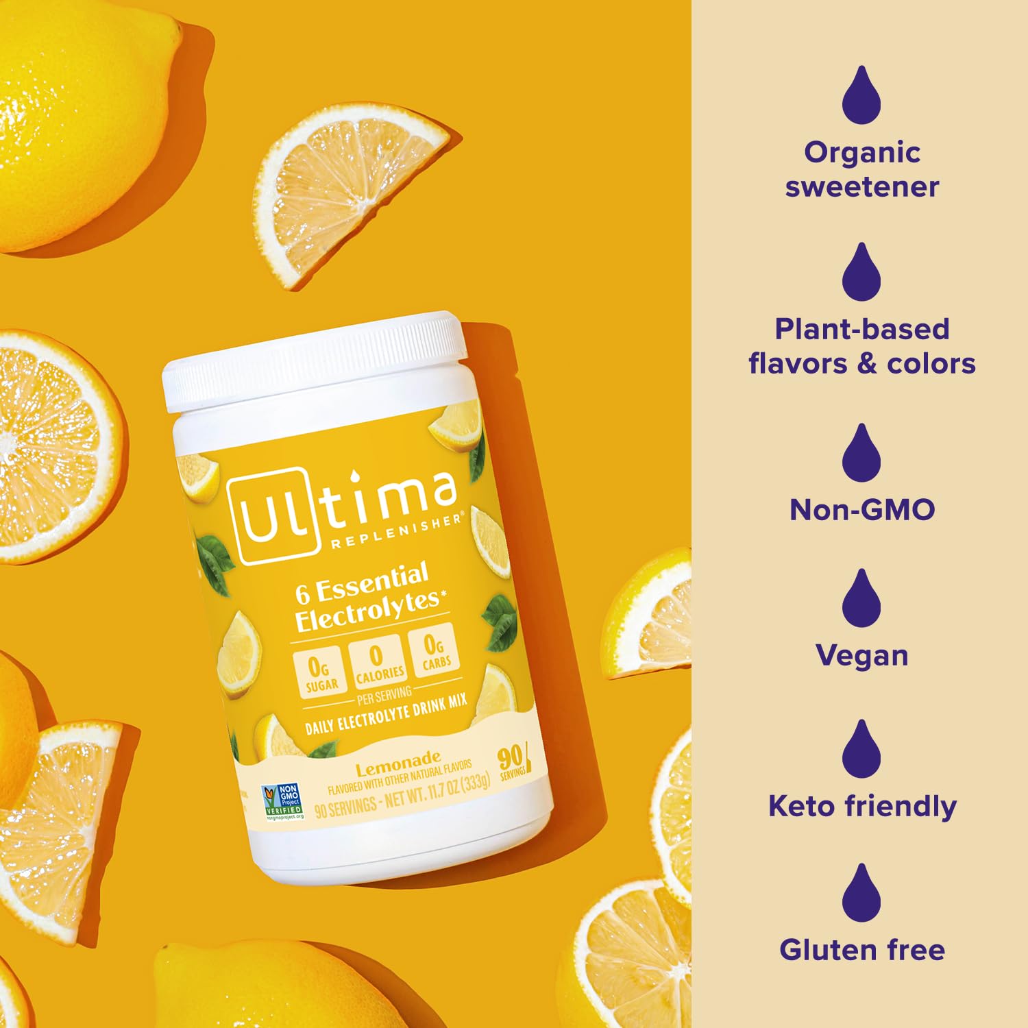 Ultima Replenisher plant-based flavors deliver natural lemonade taste.