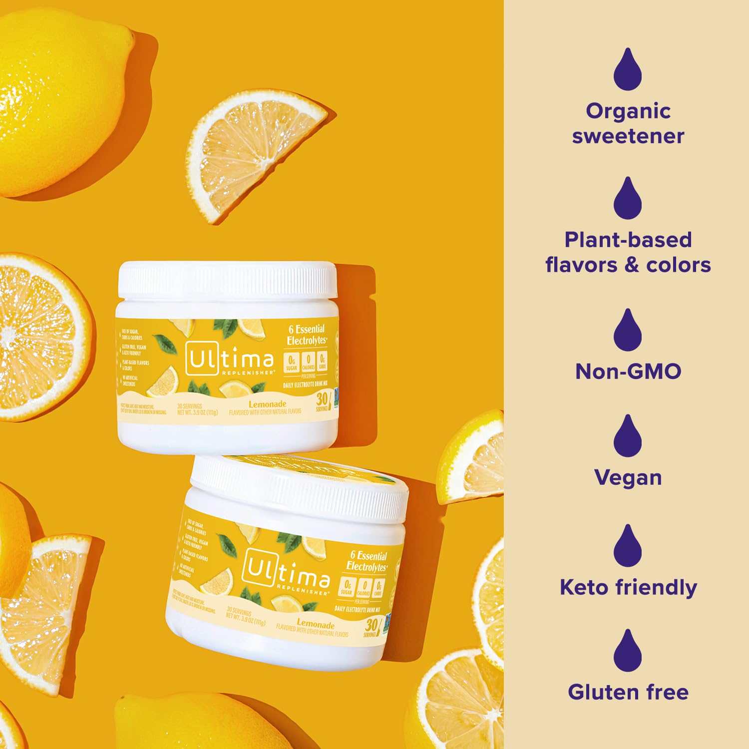 Ultima Replenisher sabores naturales a base de plantas, sabor agradable
