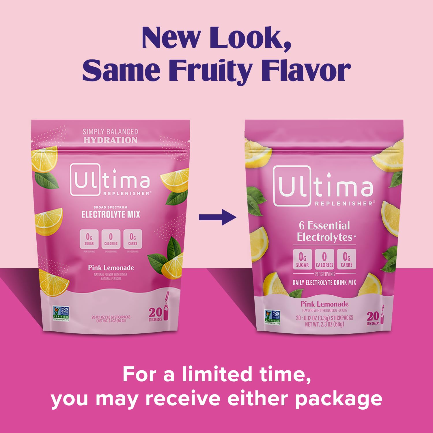 Ultima Replenisher stickpack dissolving in water for on-the-go hydration