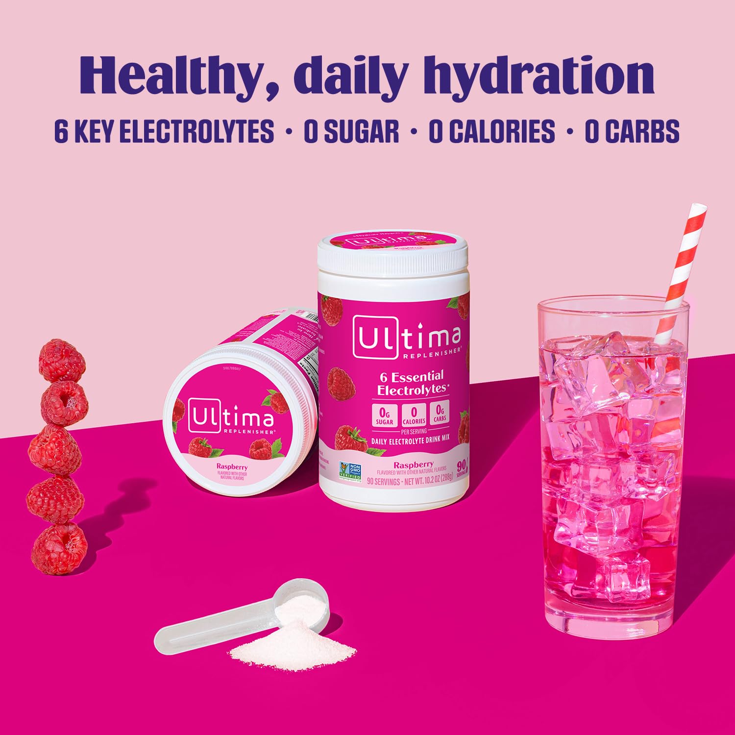 Ultima Replenisher sugar-free electrolyte powder keeps keto goals.