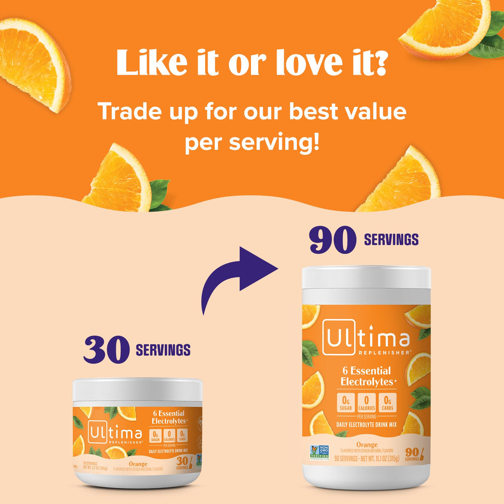 Vegan and keto-friendly certifications visible on Ultima Replenisher packaging.