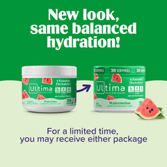 Ultima Replenisher vitamin C and zinc illustration highlights essential nutrients.