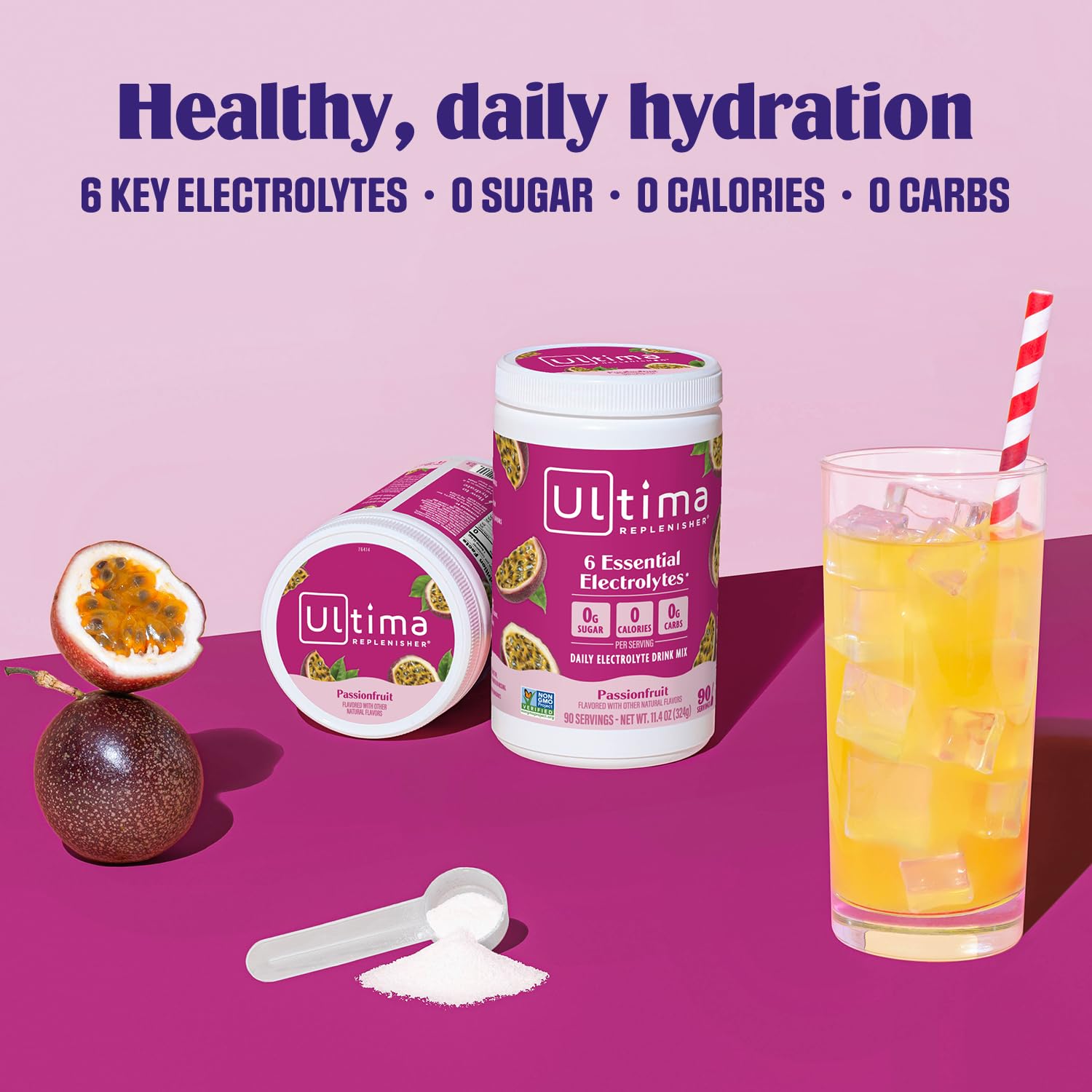 Ultima Replenisher bottle featuring vitamin C and zinc for daily electrolytes