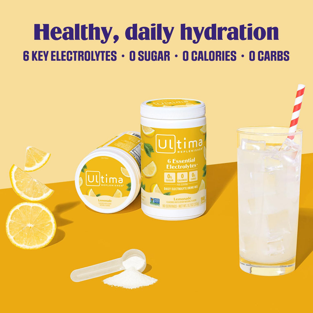 Ultima Replenisher with vitamin C and zinc for refreshed daily hydration.