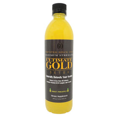 Ultimate Gold Detox Drink 20oz pineapple bottle front with vibrant label for a refreshing cleanse.