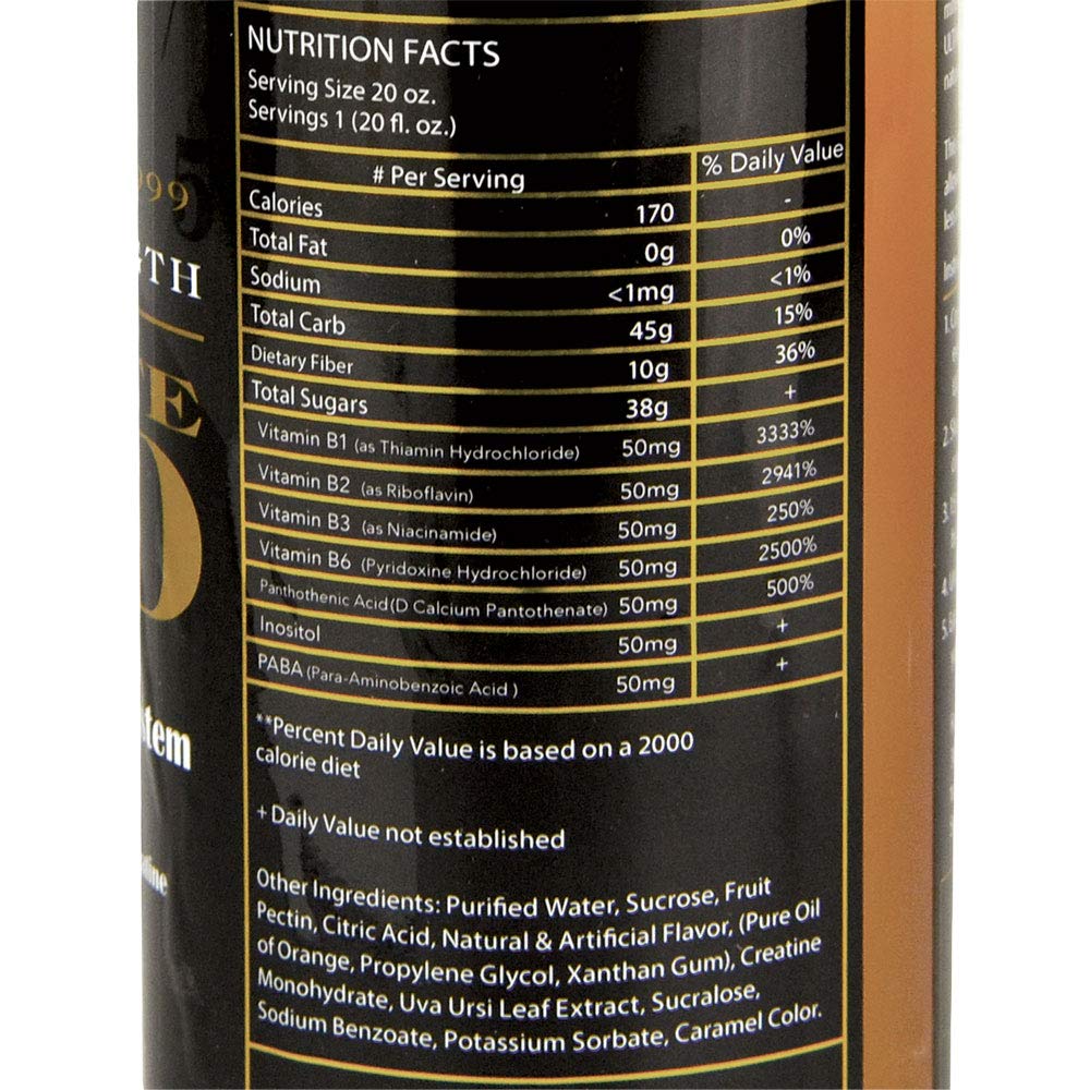 Ultimate Gold Detox Drink 20oz serving with glass showing ready-to-drink convenience.
