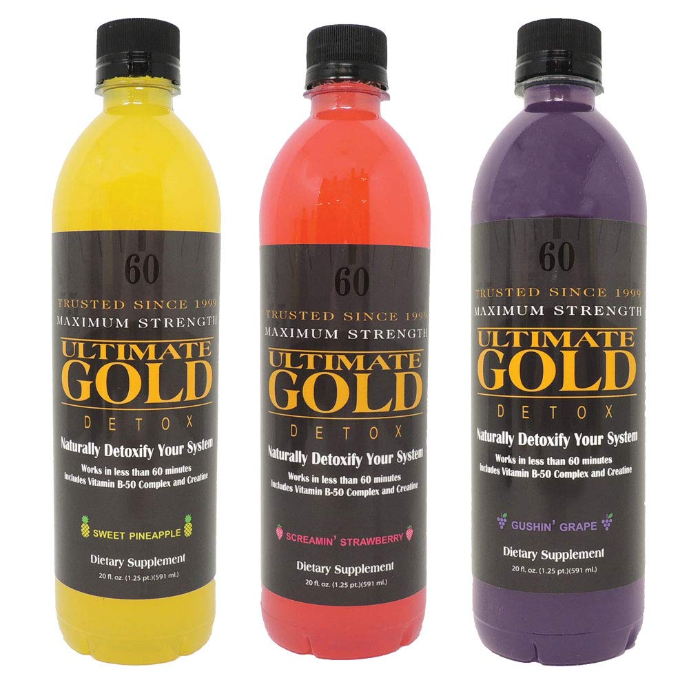 Ultimate Gold Detox Gushin' Grape pour captures refreshing flavor and quick-use moment.